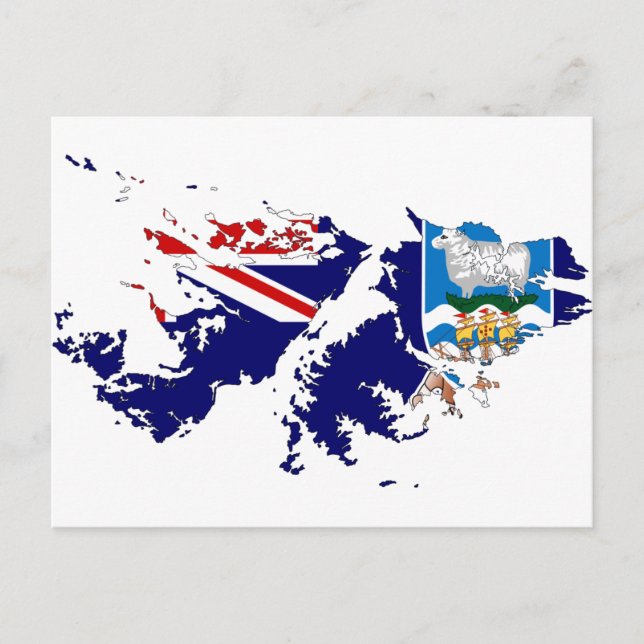 Postal Mapa de la bandera de las Islas Malvinas (Falkland (Anverso)