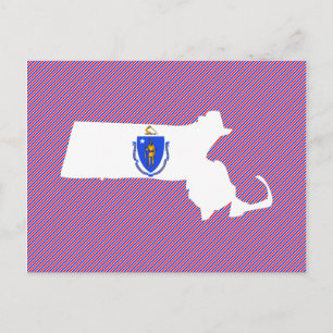 Postal Mapa de la bandera de Massachusetts