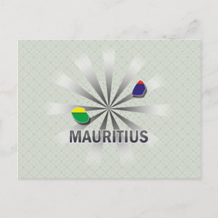 Postal Mapa de la bandera de Mauricio 2.0