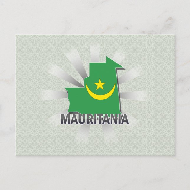 Postal Mapa de la bandera de Mauritania 2.0 (Anverso)