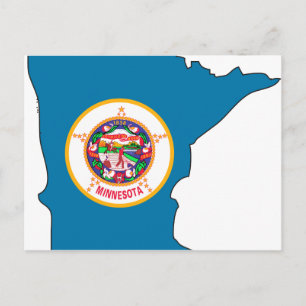 Postal Mapa de la bandera de Minnesota