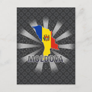 Postal Mapa de la bandera de Moldavia 2.0