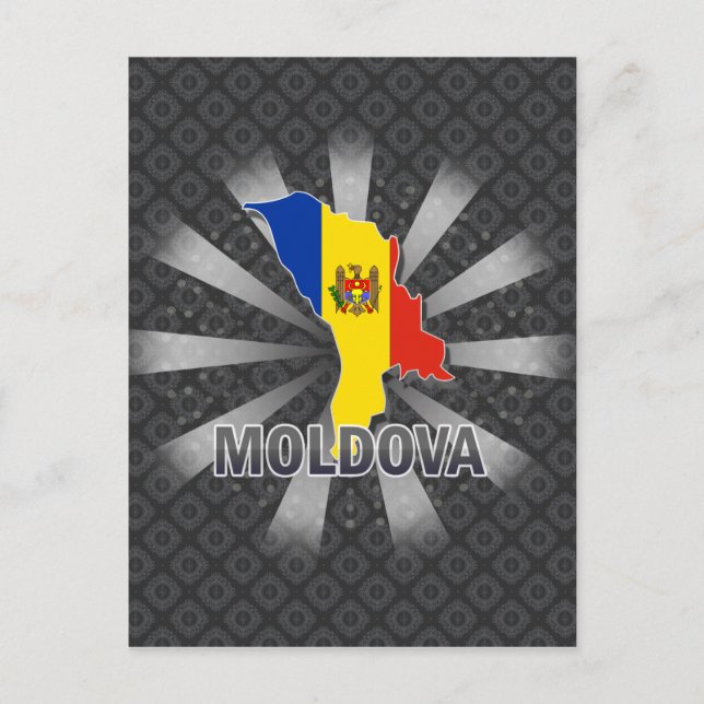 Postal Mapa de la bandera de Moldavia 2.0 (Anverso)