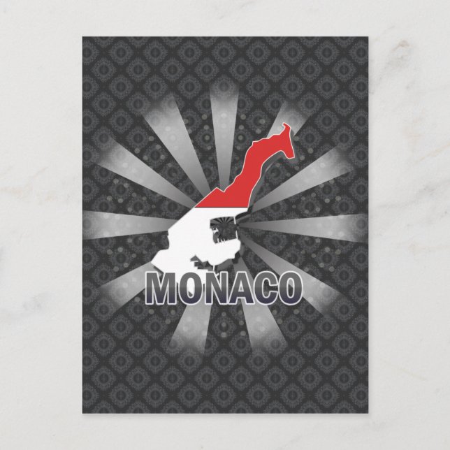 Postal Mapa de la bandera de Mónaco 2.0 (Anverso)