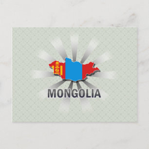 Postal Mapa de la bandera de Mongolia 2.0