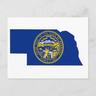 Postal Mapa de la bandera de Nebraska