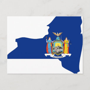 Postal Mapa de la bandera de Nueva York