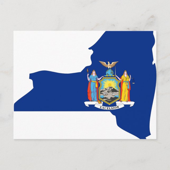 Postal Mapa de la bandera de Nueva York (Anverso)