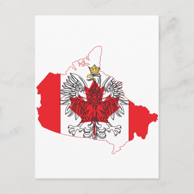 Postal Mapa de la bandera de Polonia Canadá (Anverso)
