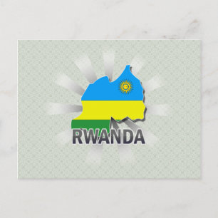 Postal Mapa de la bandera de Ruanda 2.0
