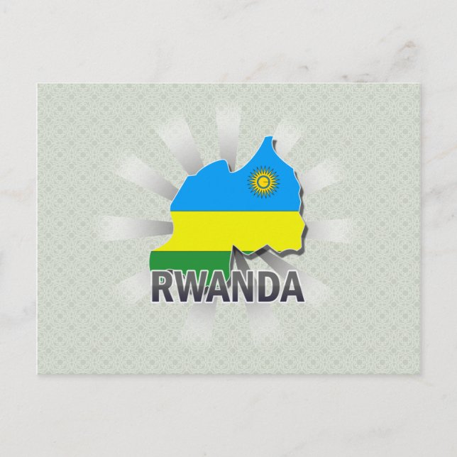 Postal Mapa de la bandera de Ruanda 2.0 (Anverso)