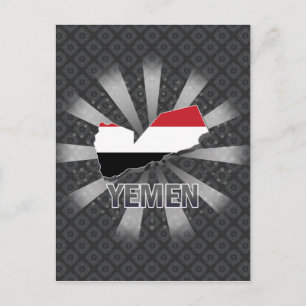 Postal Mapa de la bandera de Yemen 2.0