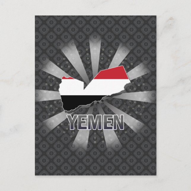 Postal Mapa de la bandera de Yemen 2.0 (Anverso)