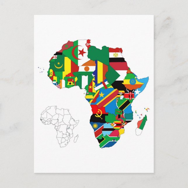 Postal Mapa de la Bandera del Continente de África (Anverso)