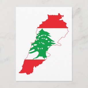 Postal Mapa de la bandera del Líbano