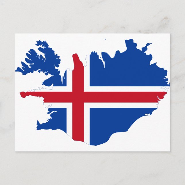 Postal Mapa de la bandera islandesa IS Ísland (Anverso)