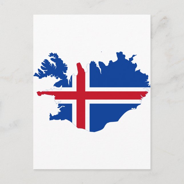 Postal Mapa de la bandera islandesa IS Ísland (Anverso)