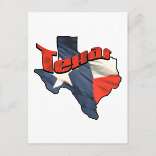 Postal Mapa de la bandera retro del estado de Texas de un