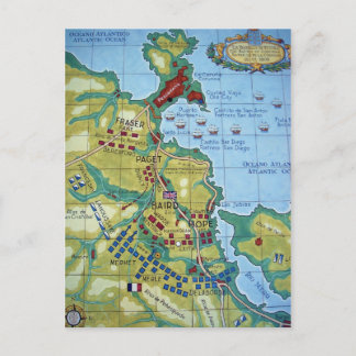 Postal Mapa de la batalla de Corunna