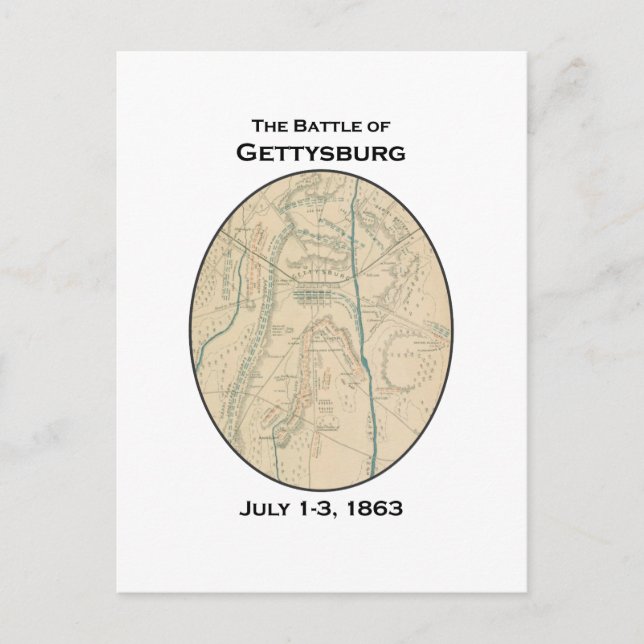 Postal Mapa de la batalla de Gettysburg (Anverso)