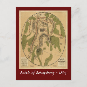 Postal Mapa de la batalla de Gettysburg - 1863