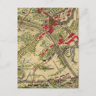 Postal Mapa de la batalla vintage de Chantilly (1862)