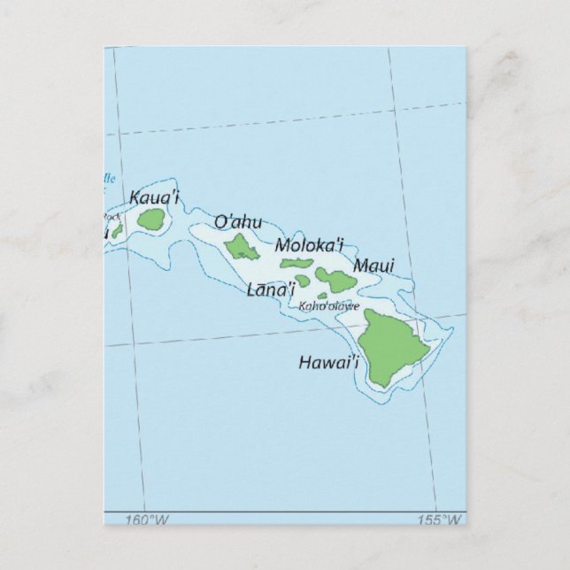 Postal Mapa de la cadena de la isla de Hawái (Anverso)