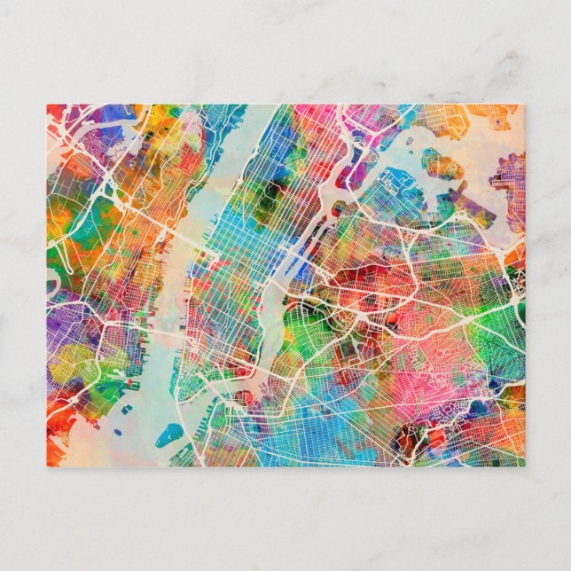 Postal Mapa de la calle de la ciudad de Nueva York (Anverso)