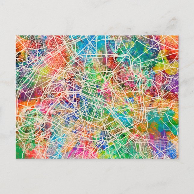 Postal Mapa de la calle de París Francia (Anverso)