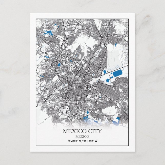 Postal Mapa de la Calle de Viajes de la Ciudad de México (Anverso)