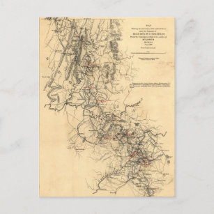 Postal Mapa de la campaña de la Guerra Civil en Atlanta, 