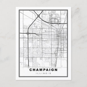Postal Mapa de la campaña Urbana-Champaign