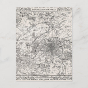 Postal Mapa de la capital de Francia en París