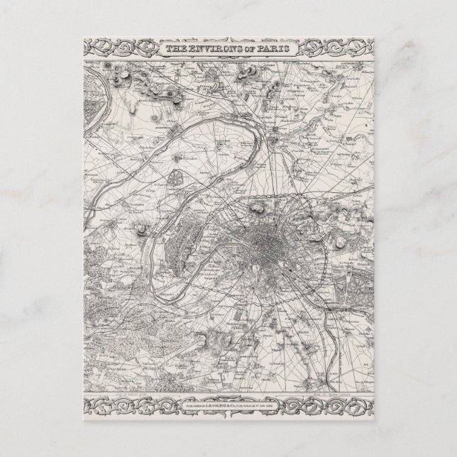 Postal Mapa de la capital de Francia en París (Anverso)