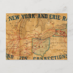 Postal Mapa de la carretera ferroviaria de Nueva York y E
