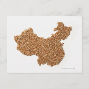 Postal Mapa de la China continental hecho de arroz glutin