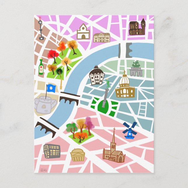 Postal Mapa de la ciudad (Anverso)