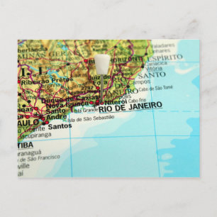 Postal Mapa de la ciudad brasileña de Río de Janeiro