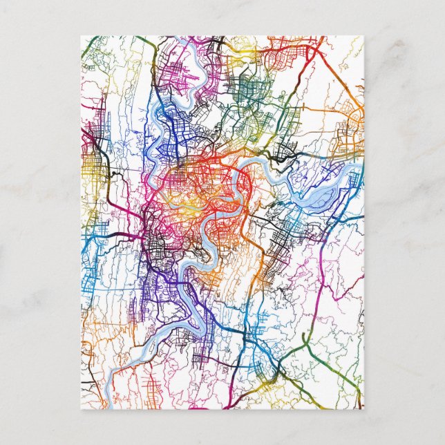 Postal Mapa de la ciudad china de Chongqing (Anverso)