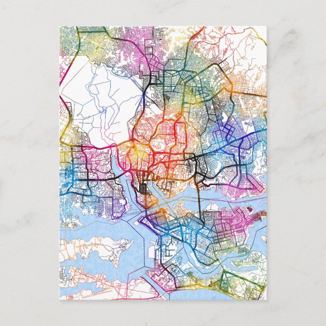 Postal Mapa de la ciudad de Abidjan Costa de Marfil (Anverso)