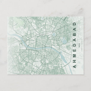 Postal Mapa de la ciudad de Ahmedabad India Diseño minima