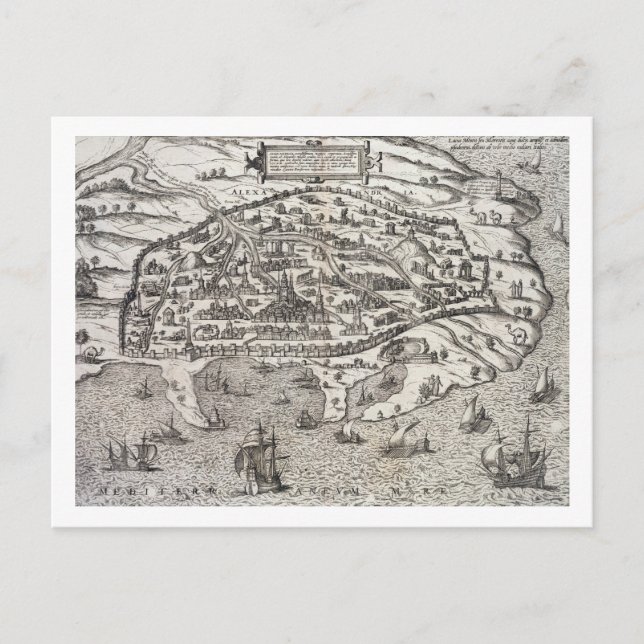 Postal Mapa de la ciudad de Alejandría en Egipto, c.1625  (Anverso)