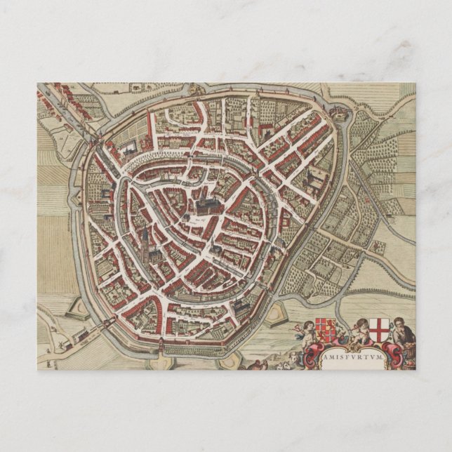 Postal Mapa de la ciudad de Amersfoort, 1650 (Anverso)