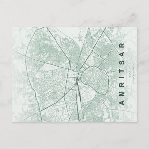 Postal Mapa de la ciudad de Amritsar India Diseño minimal