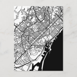 Postal Mapa de la ciudad de Barcelona España