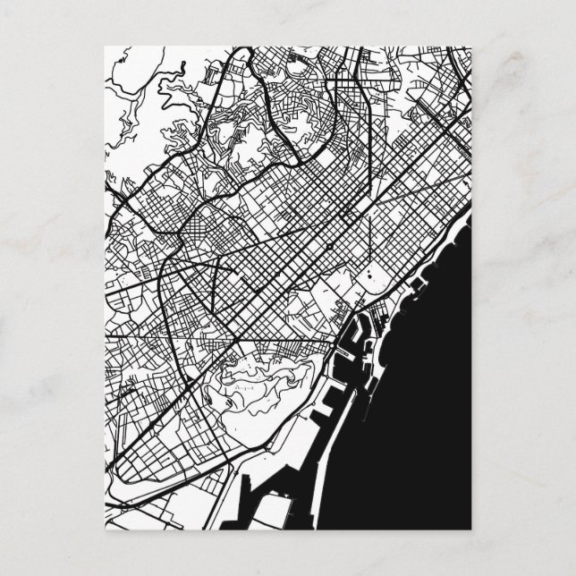 Postal Mapa de la ciudad de Barcelona España (Anverso)