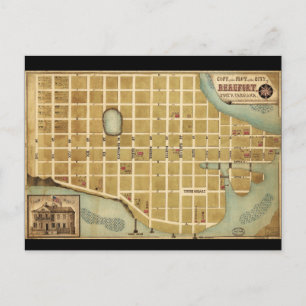 Postal Mapa de la ciudad de Beaufort, Carolina del Sur (1
