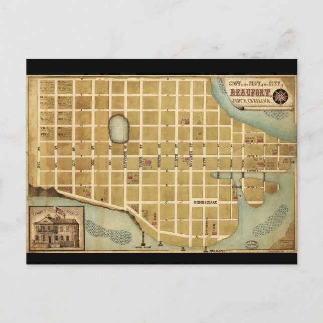 Postal Mapa de la ciudad de Beaufort, Carolina del Sur (1
