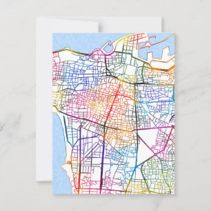 Postal Mapa de la ciudad de Beirut Líbano