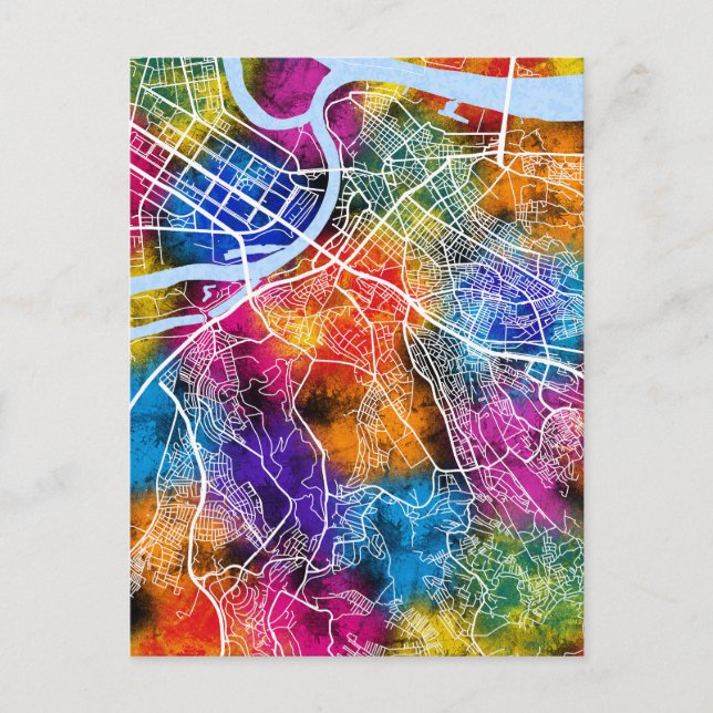 Postal Mapa de la ciudad de Belgrado Serbia (Anverso)